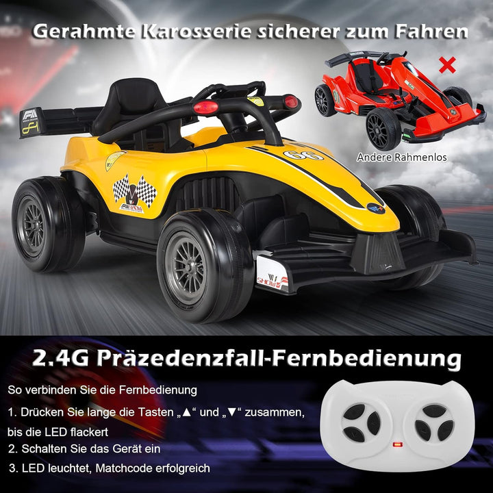 GOPLUS Elektrofahrzeug mit Fernbedienung，Kinder-Pedal-Gokart mit LED, Musik & USB/MP3 Schnittstellen