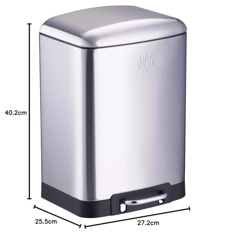 Dirt Devil Tretmülleimer 12L – Mülleimer Küche mit Soft Close – Abfalleimer aus Edelstahl – Herausne