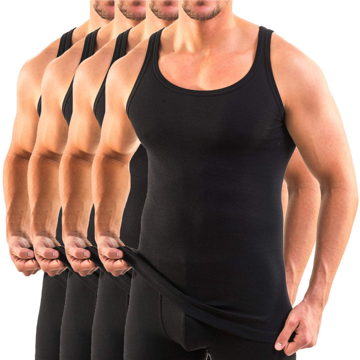 HERMKO 3000 4er Pack Herren Tank Top (Weitere Farben) Bio-Baumwolle S Schwarz, S Schwarz