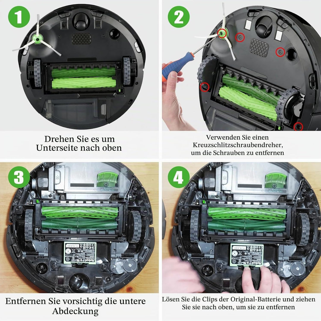 5000mAh (72Wh) 14,4V i7 Ersatzakku für iRobot Roomba i7 i7+ i3 i3+ i4 i4+ e5 e6, Hochkapazität Lithi