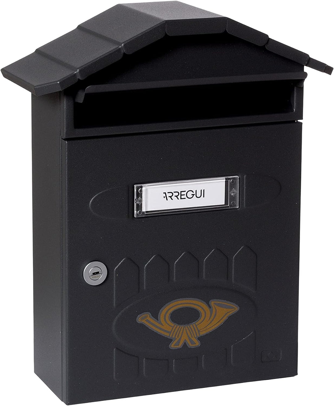 ARREGUI Villa E5004 Individueller Briefkasten aus Stahl, Grösse M (DIN A4), strukturiert schwarz, 36