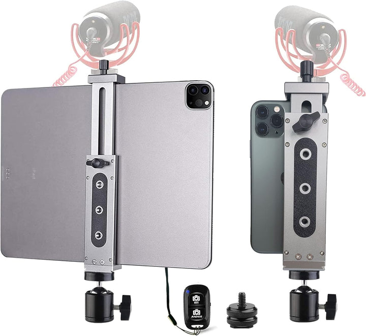 Aluminium iPad Stativ halterung Adapter Ständer mit Kaltschuh Kugelkopf und Fernauslöser für iPad Pr