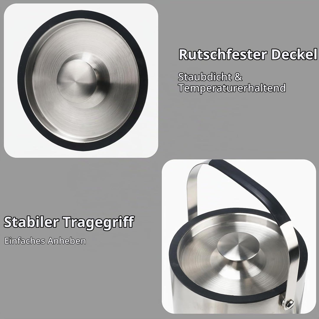 4L eiswürfelbehälter mit deckel sektkühler flaschenkühler champagner kühler doppelwandiger Eiskübel