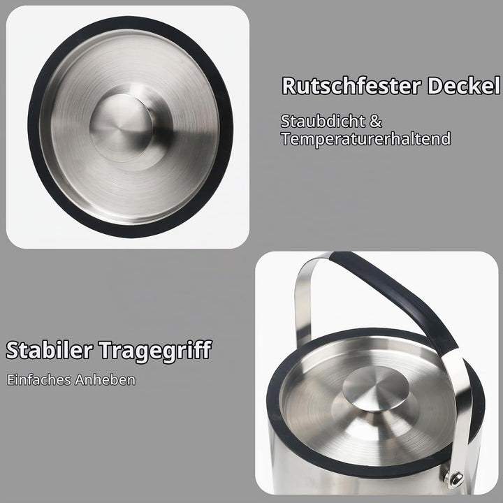 4L eiswürfelbehälter mit deckel sektkühler flaschenkühler champagner kühler doppelwandiger Eiskübel