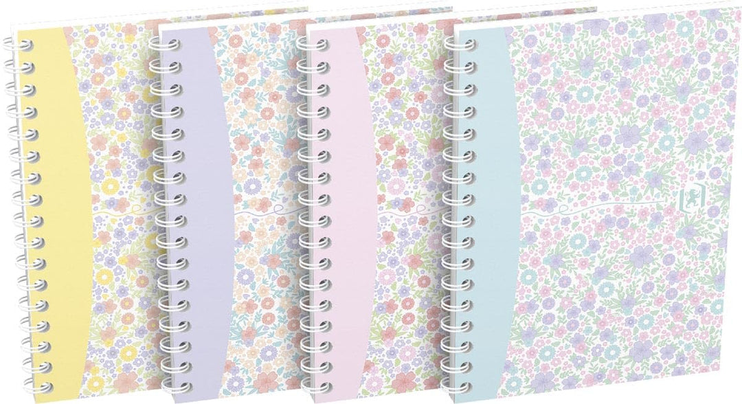 Oxford Notizbuch A6, kariert, 50 Blatt, Blumenmotiv, sortiert, 10 Stück