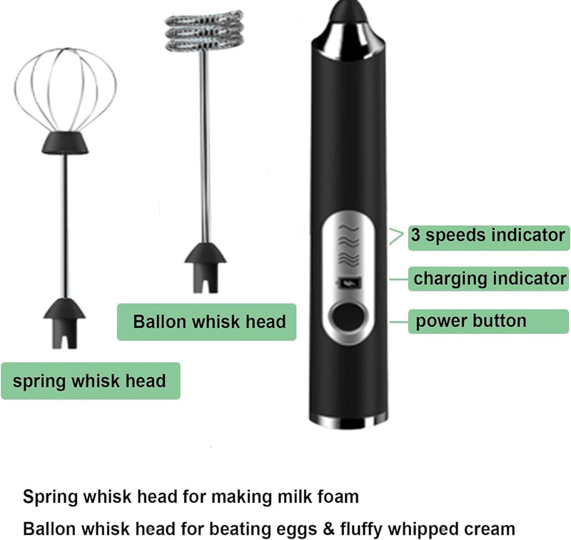 SANON Elektrischer Milchaufschäumer, Handheld-Milchaufschäumer, USB wiederaufladbar Aufschäumer, Ele