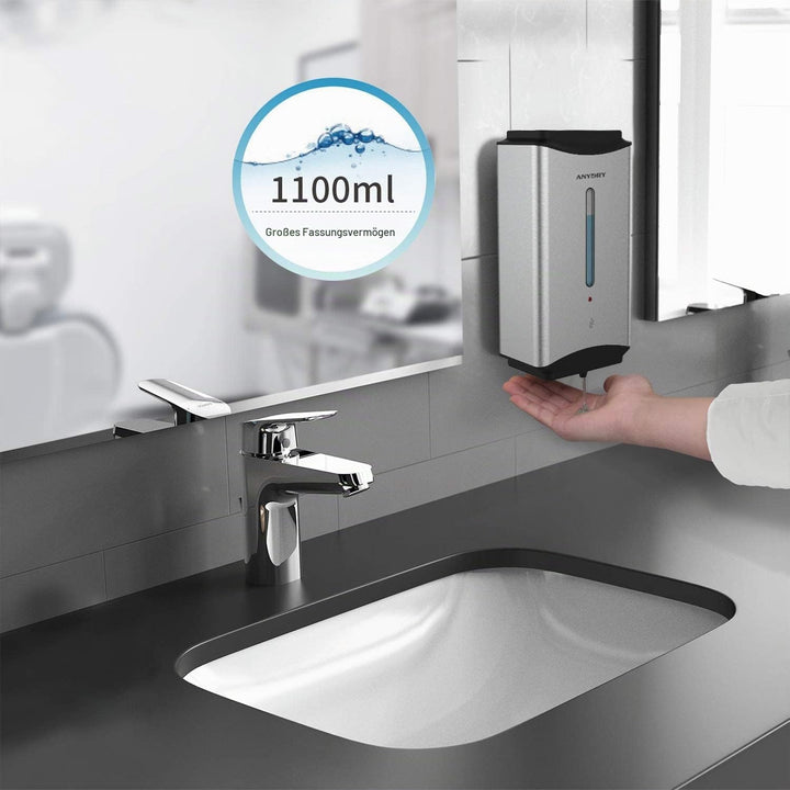 anydry AD1206 Kommerzielle Wandhalterung Automatischer Flüssigseifenspender Edelstahl-Finish 1100ml