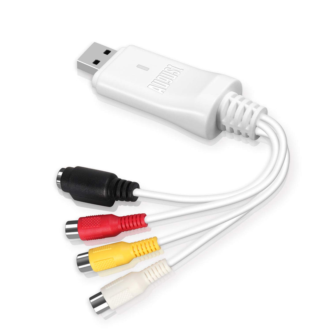 USB Video Grabber - [2023 Modell] August VGB300 - Audio Video Konverter zum Digitalisieren von VHS u
