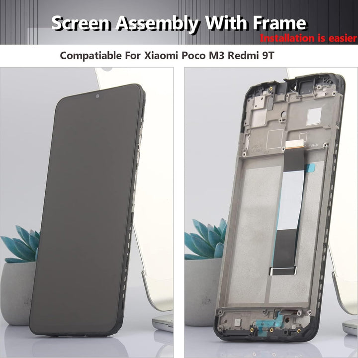 YHX-OU 6.53" Schwarz+Rahmen Display Für Xiaomi Poco M3 Redmi 9T LCD Display Touchscreen Ersatz Bilds