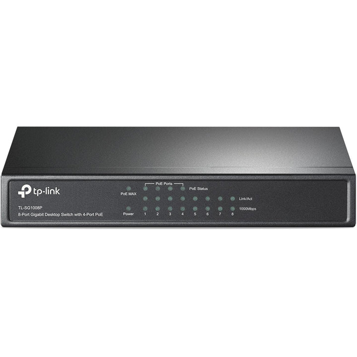 TP-Link TL-SG1008P 8 Port PoE Switch mit 4 PoE+ Ports (64 Watt, IEEE-802.3af/at PoE,lüfterlos, Plug-