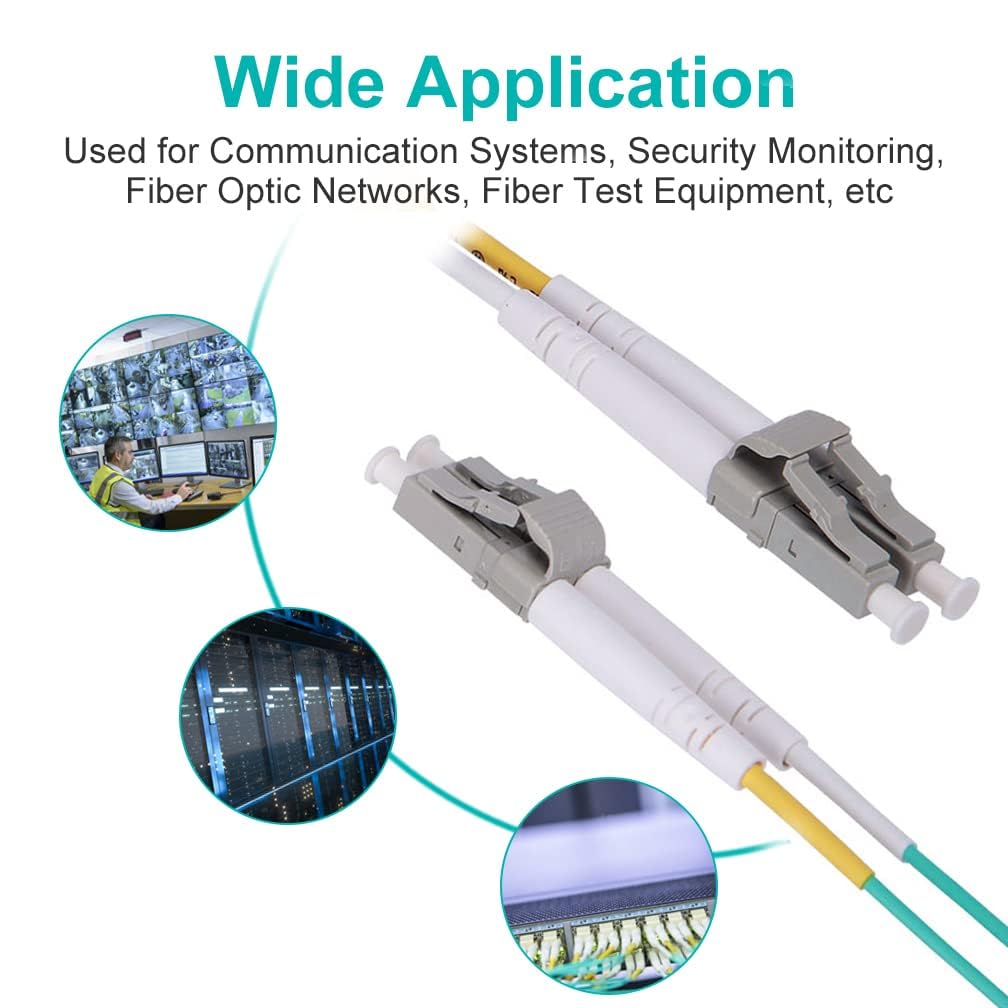 OM3 LC to LC Fiber Optic Patch Cable 20-Meter(66ft), Multi-Mode Jumper Duplex 50/125μm, UPC LSZH, fo