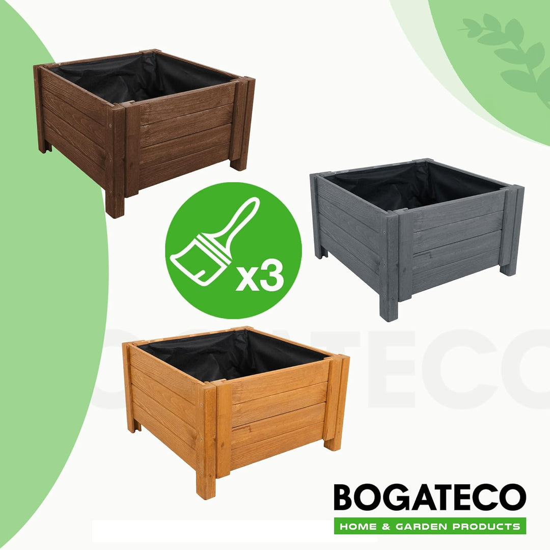 BOGATECO Pflanzkasten Pflanzkübel aus Holz | 30 x 38 cm | Eiche Braun | Blumen-Topf Perfekt für Gart