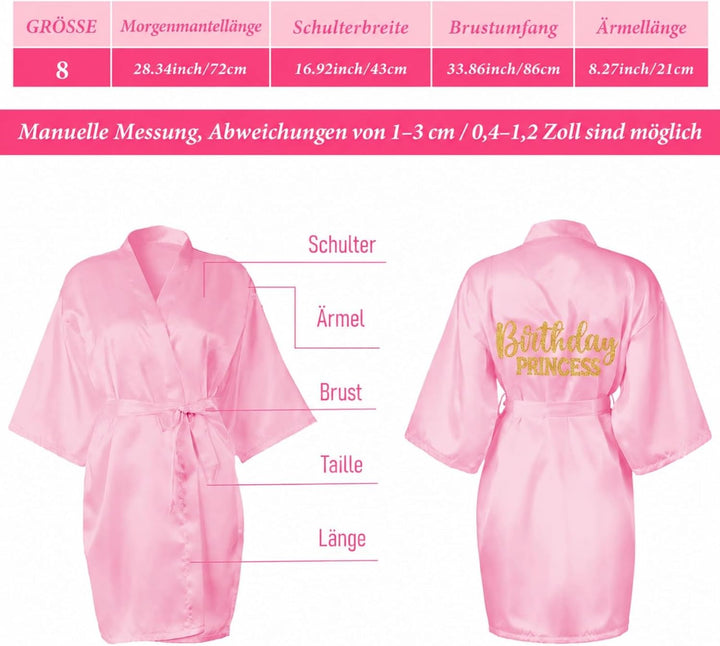 7 Stück Mädchen Geburtstags-Roben, Spa Partys Prinzessinnen-Robe, Satin-Kimono-Robe für Mädchen und