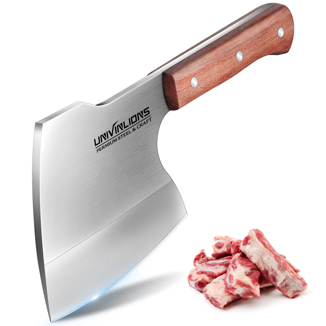 univinlions Hackmesser Japanisch für Fleisch und Knochen, Full Tang Küchenbeil, Metzgermesser Extrem