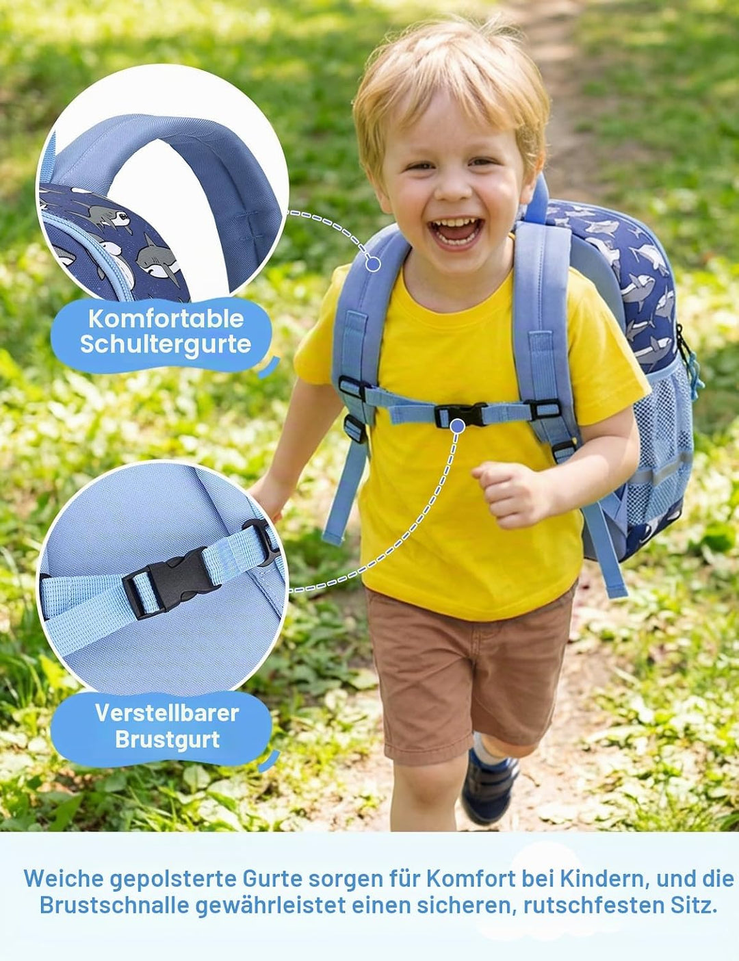 VX VONXURY Kinderrucksack 12L | 3-8 Jahre Jungen Mädchen | Vorschule Kindergarten Bookbag mit Brustg