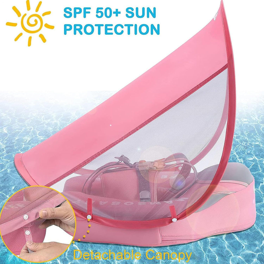 Baby Schwimmring Mit Abnehmbarem Sonnendach, Baby Schwimmtrainer Ab 3 Monate Mit Verstellbare Schult