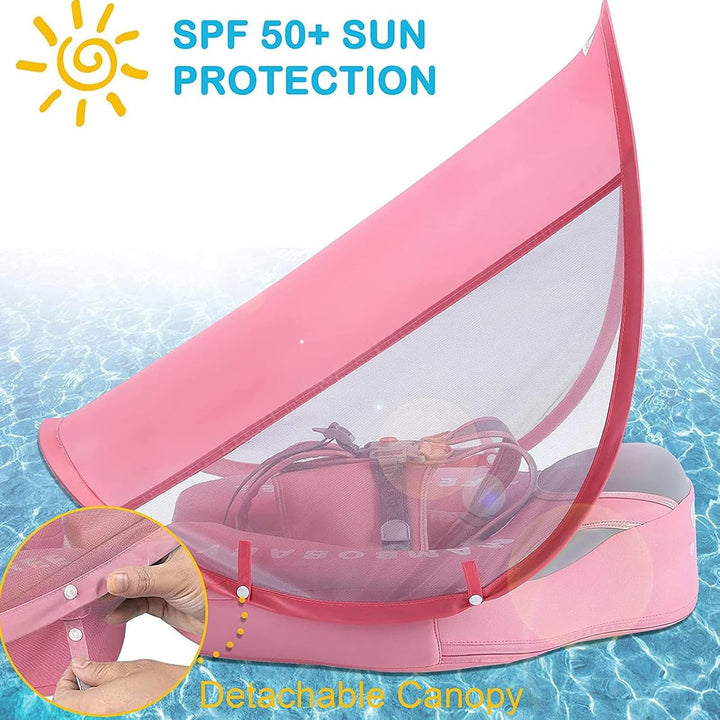 Baby Schwimmring Mit Abnehmbarem Sonnendach, Baby Schwimmtrainer Ab 3 Monate Mit Verstellbare Schult