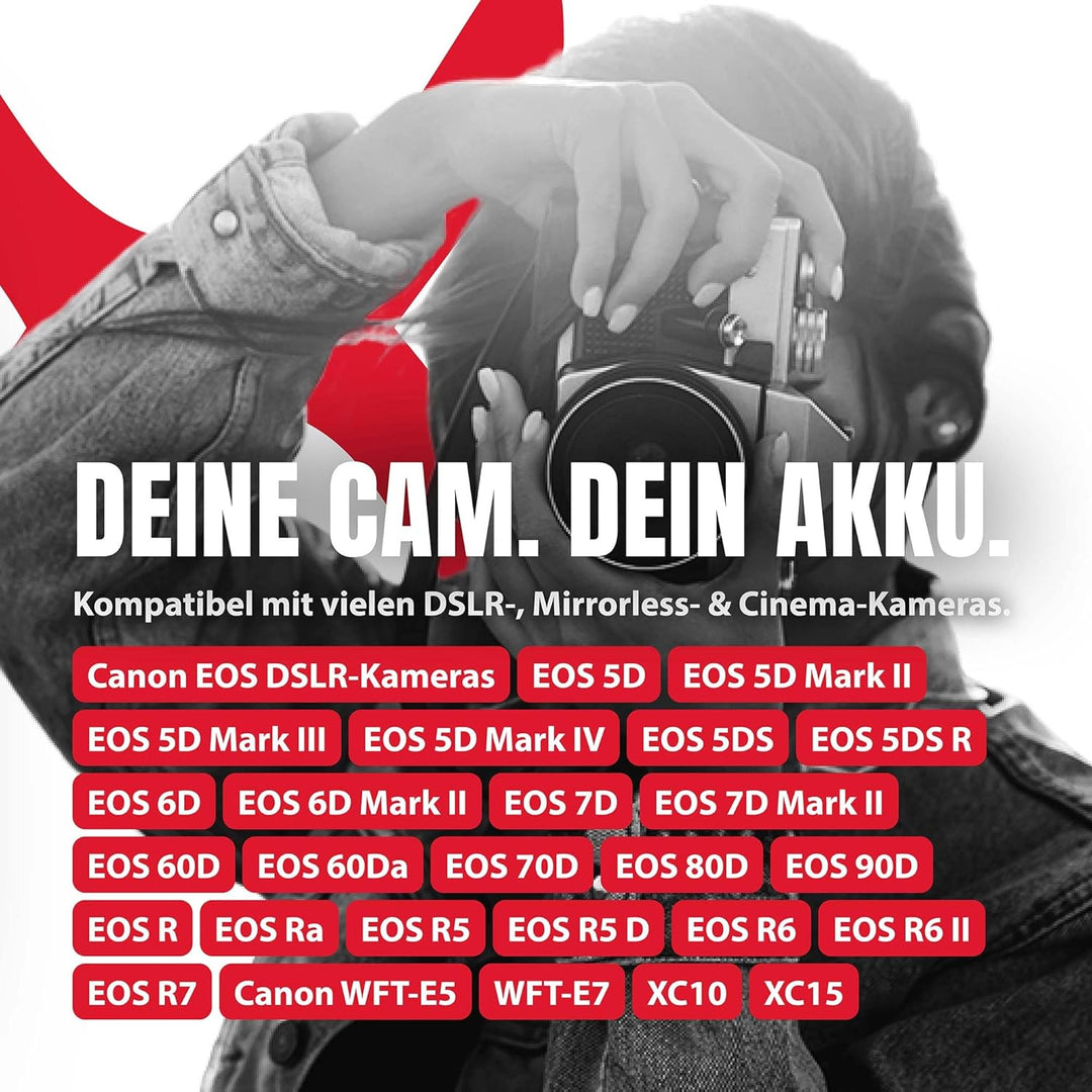 Baxxtar LP-E6N Akku 2400mAh Ersatzakku kompatibel mit Canon EOS 5D Mark II Mark III 5DS R5 R 6D 7D 6