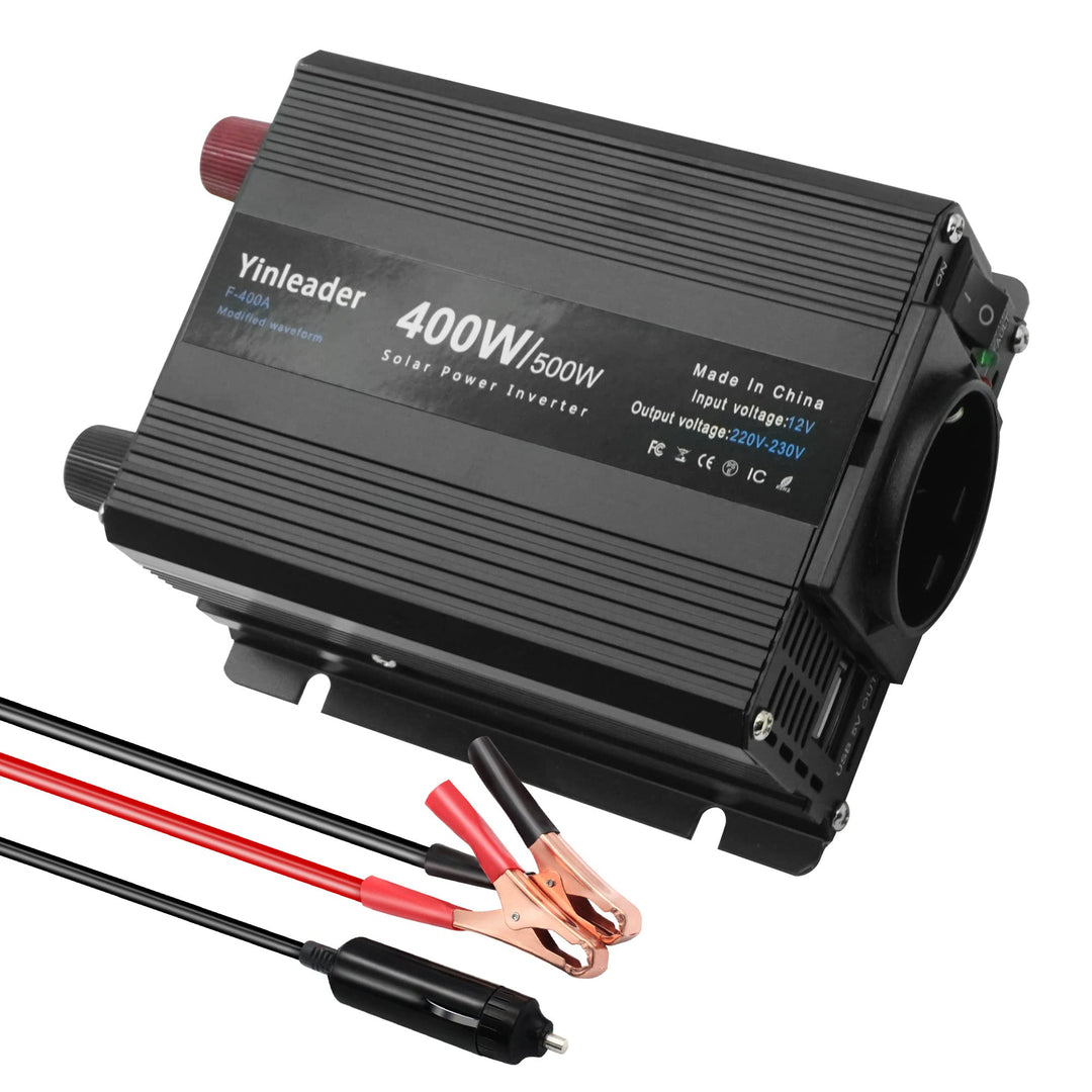 Yinleader Wechselrichter 400W 12V auf 230V 2 USB kfz Spannungswandler Inverter DC AC Umwandler Strom