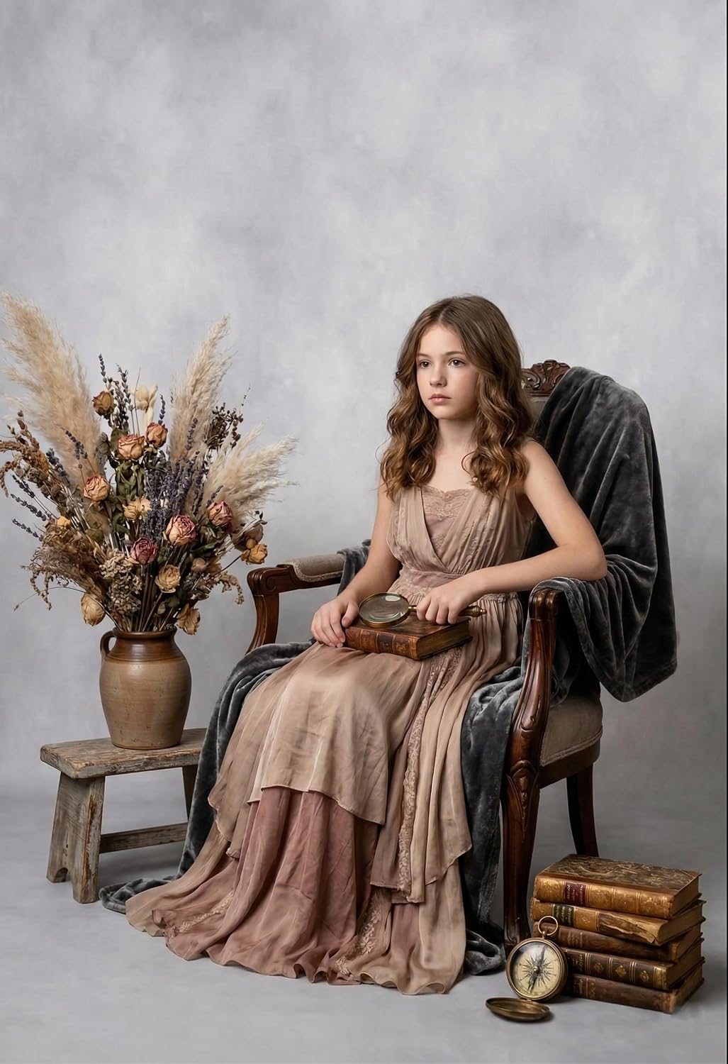Kate Photocall Weiss 3x3m/10x10ft Vintage Foto Stusio Smokey Grey Portrait Hintergrund für Neugebore