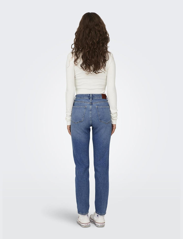 ONLY Female Straight-Fit Jeans ONLEMILY Hohe Taille Gerade geschnitten Jeans 32W / 30L Medium Blue D