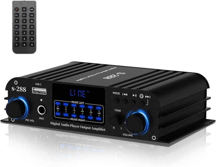 4.1-Kanal Verstärker, 1200W Mini HiFi Stereo Verstärker, Bluetooth 5.0 für Heimlautsprecher 35W x 4