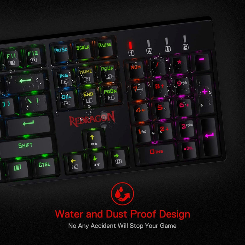 Redragon K582-US SURARA RGB LED-Hintergrundbeleuchtete QWERTY Mechanische Gaming-Tastatur mit 104 Ta