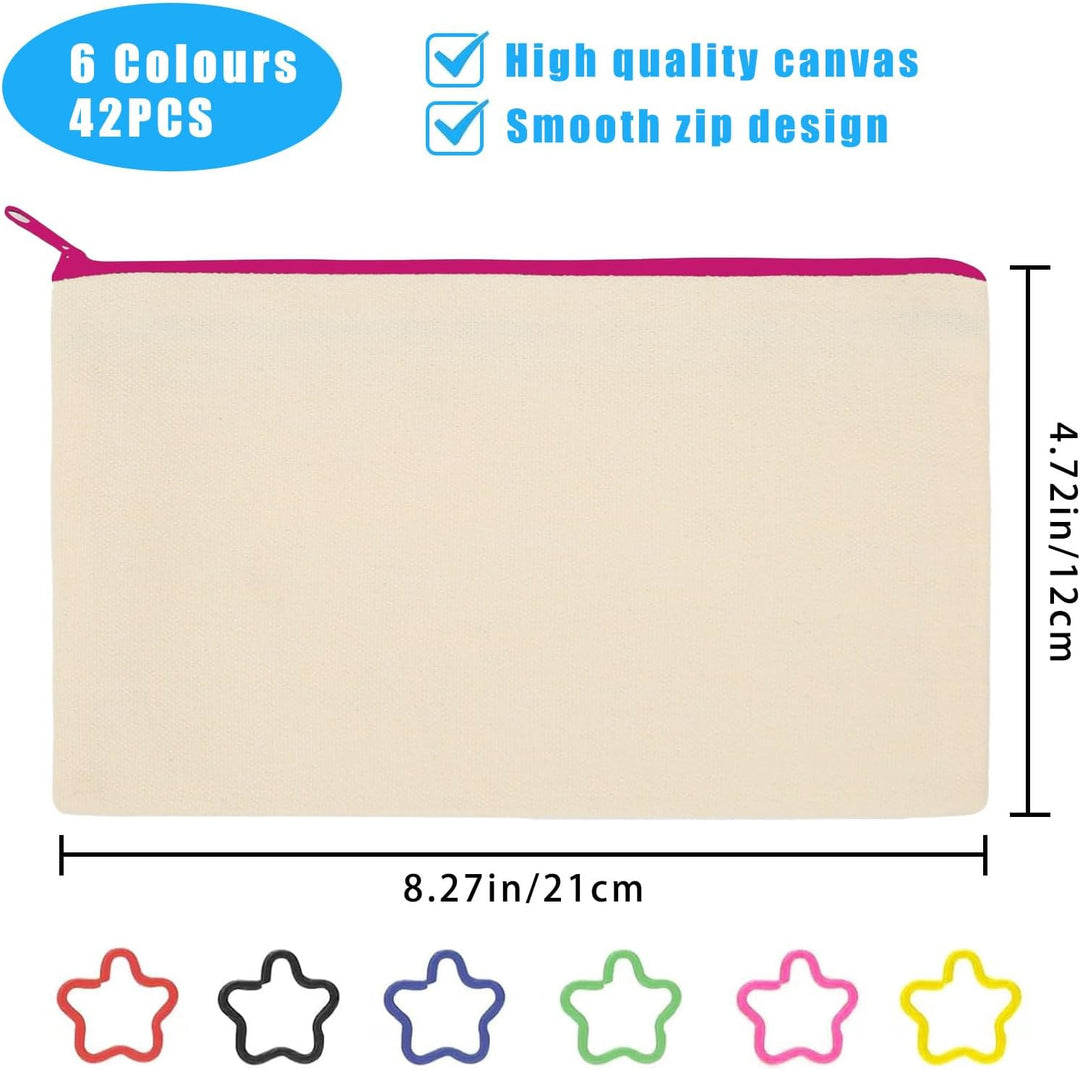 42 Stück Canvas Zipper Pouch Taschen, DIY Handwerk Blank Makeup Taschen, Canvas Pencil Case Cosmetic