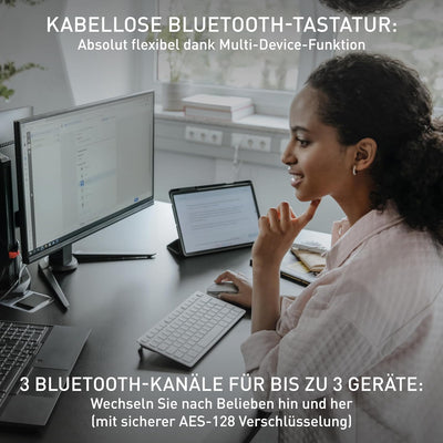 CHERRY KW 7100 Mini BT, Kompakte Multi-Device-Tastatur mit 3 Bluetooth-Kanälen, Britisches Layout (Q