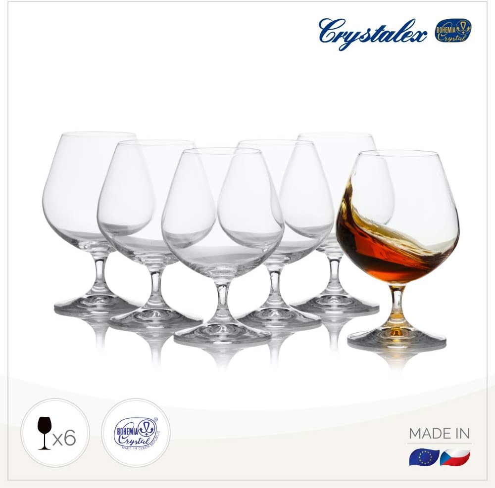 Bohemia Crystal Lara Calice Brandy e Cognac 60 cl Set 6 Pz In Cristallo