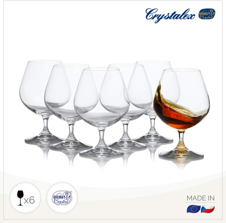 Bohemia Crystal Lara Calice Brandy e Cognac 60 cl Set 6 Pz In Cristallo
