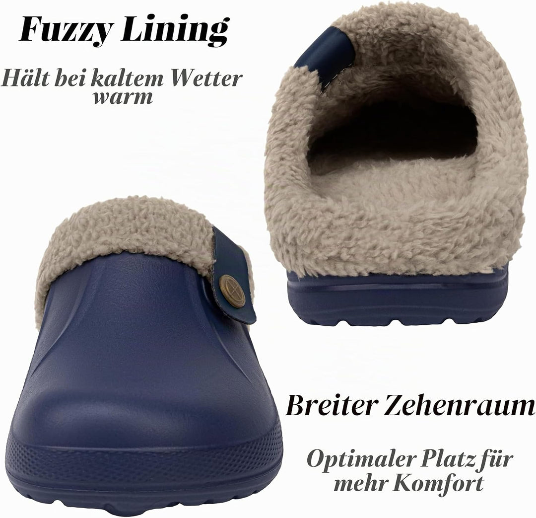 ChayChax Damen Clogs Gefüttert Herren Winter Hausschuhe Wasserdicht Warme Pantoffeln Plüsch Pantolet