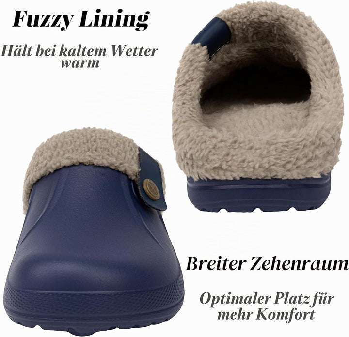 ChayChax Damen Clogs Gefüttert Herren Winter Hausschuhe Wasserdicht Warme Pantoffeln Plüsch Pantolet