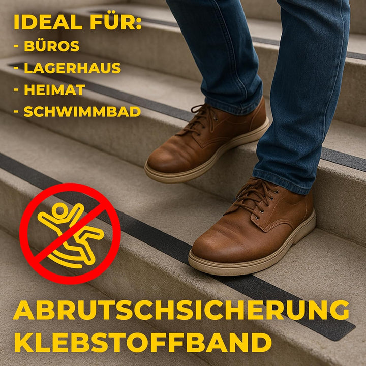 notlok Safety Work - Antirutsch Klebeband [ 18M x 5cm ] Gelb | Griptape für den Innen- und Aussenber