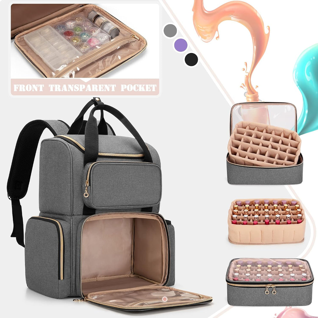 Luxja Nagellack-Organizer für 70 Flaschen, Grau, Grau