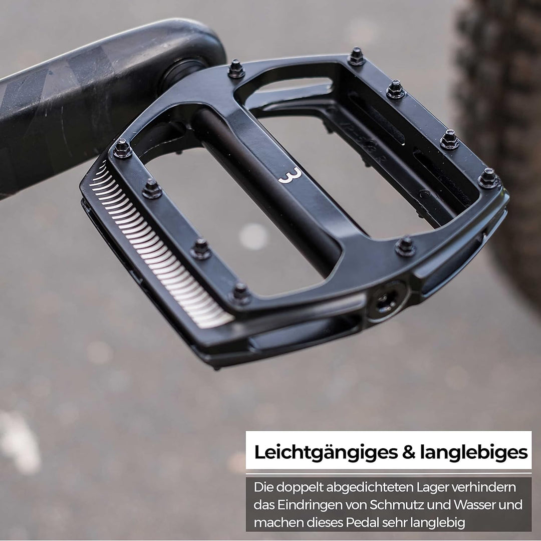 BBB Cycling Fahrrad Pedale mit Grosse Plattform Alu-Pedalkörper Auswechselbare Grip-Pins CoolRide BP