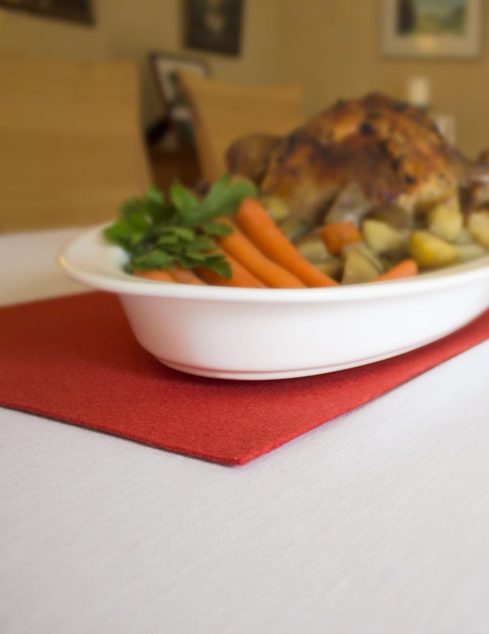 Moderner Tischläufer aus Filz für den Herbst, beige (aus 100% Schafwolle), 150 x 30 cm, 5mm dick, mo