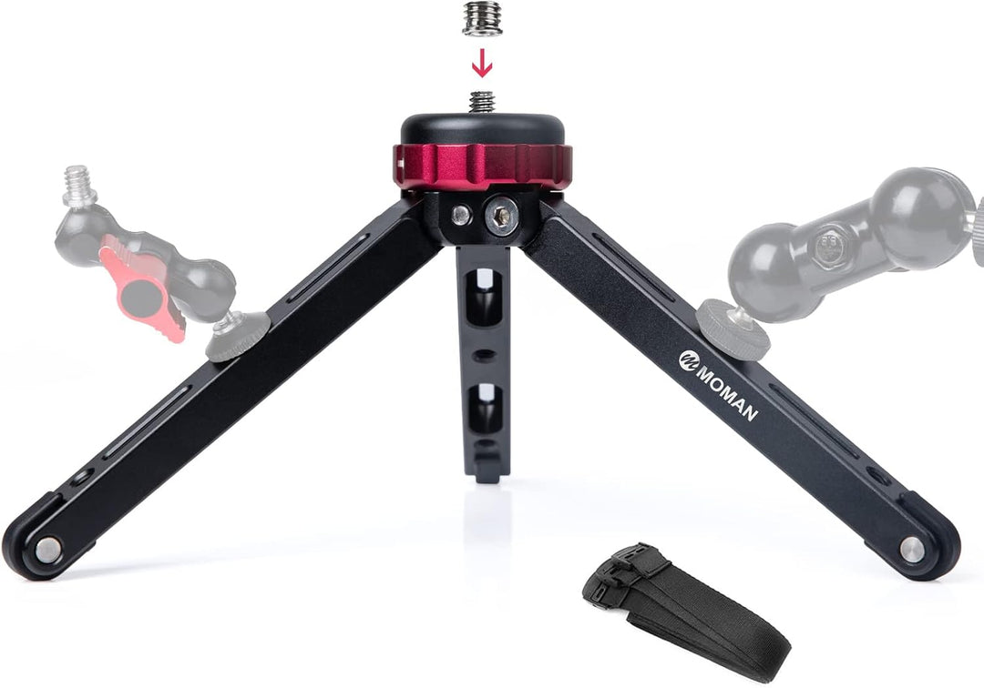Mini Tripod Moman TR01 Small Stativ Tischstativ Klein Kamerastativ CNC Aluminium 1/4 3/8 Schraubbefe