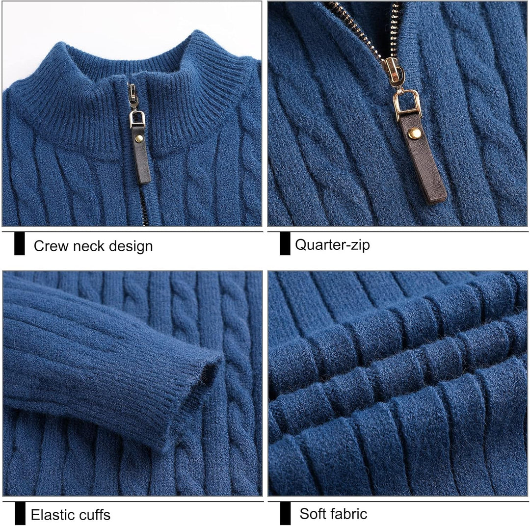 Superora Herren Stehkragen Pullover Basic Feinstrick Pullover mit 1/4 Reissverschluss Slim Fit Pulli