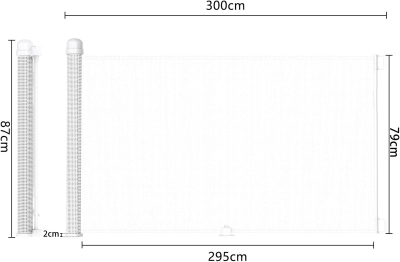 UISEBRT Türschutzgitter Roll Treppenschutzgitter Ausziehbar 0-300cm Absperrgitter Hund Türgitter für