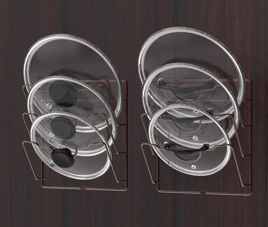 Simple Houseware 2er-Pack – Schranktür-/Wandmontage-Topfdeckel-Organizer-Regal, Bronze, Bronze
