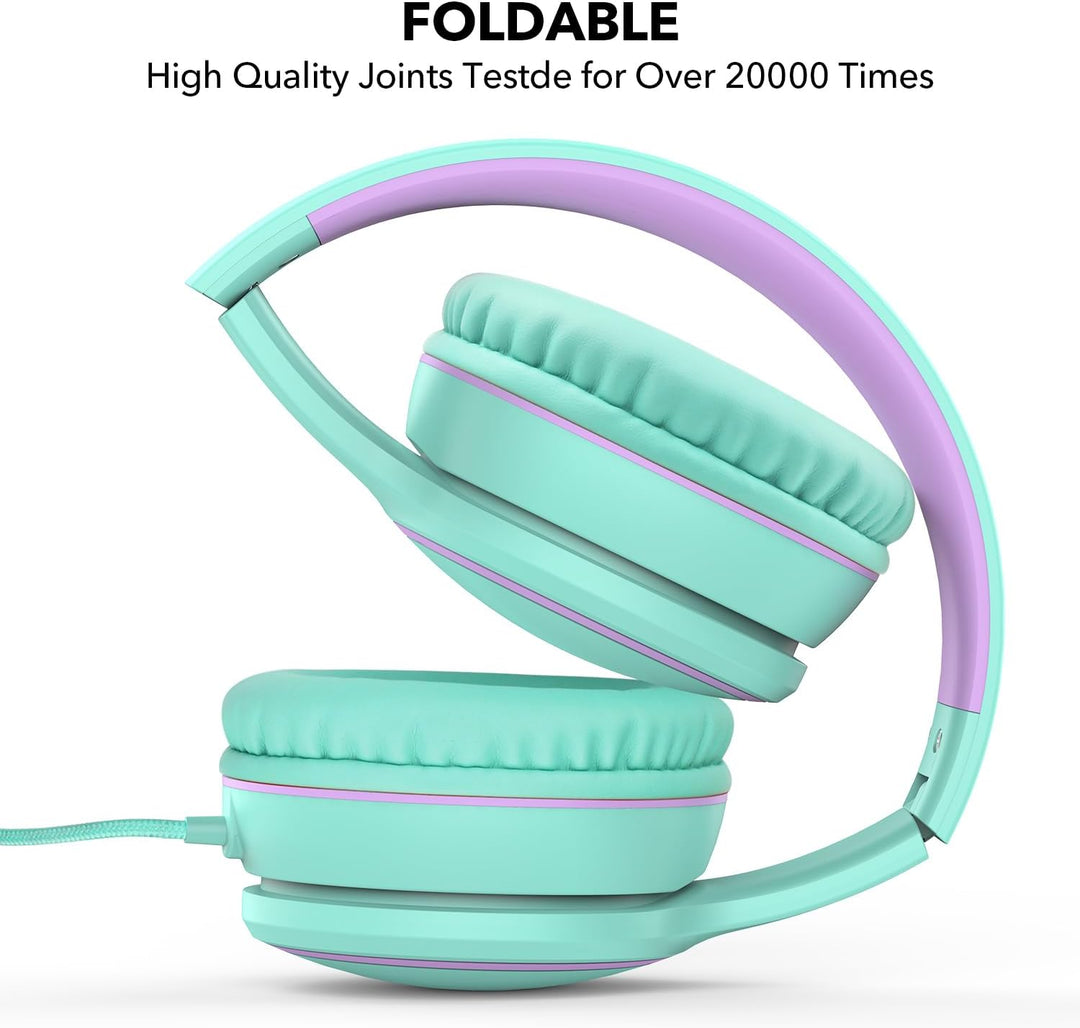 RORSOU R10 Over-Ear Kopfhörer mit Mikrofon, Leichtgewichtige klappbare Stereo-Bass-Headset mit 1,5 m