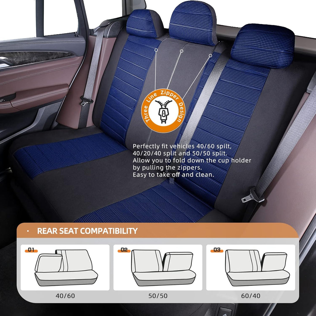 TOYOUN Universal Autositzbezüge Komplettes Set - Jacquardtuch für die meisten Limousinen, Vans, SUVs