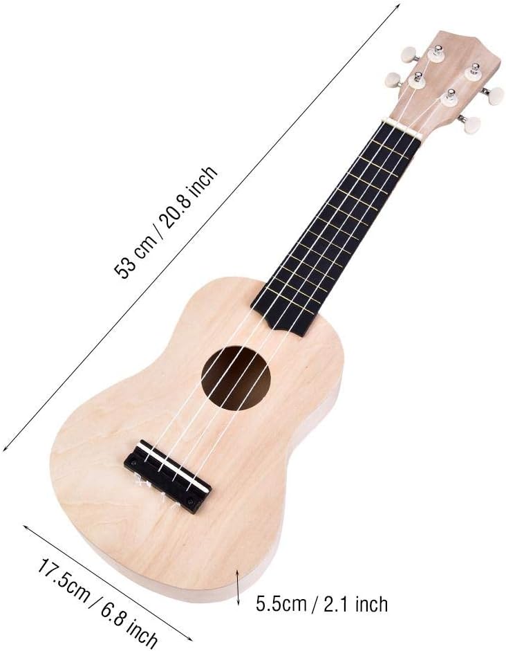 Ukulele DIY Kit, 21 Zoll Ukulele aus Lindenholz, 4 String Ukelele DIY Set für Anfänger Kinder Erwach