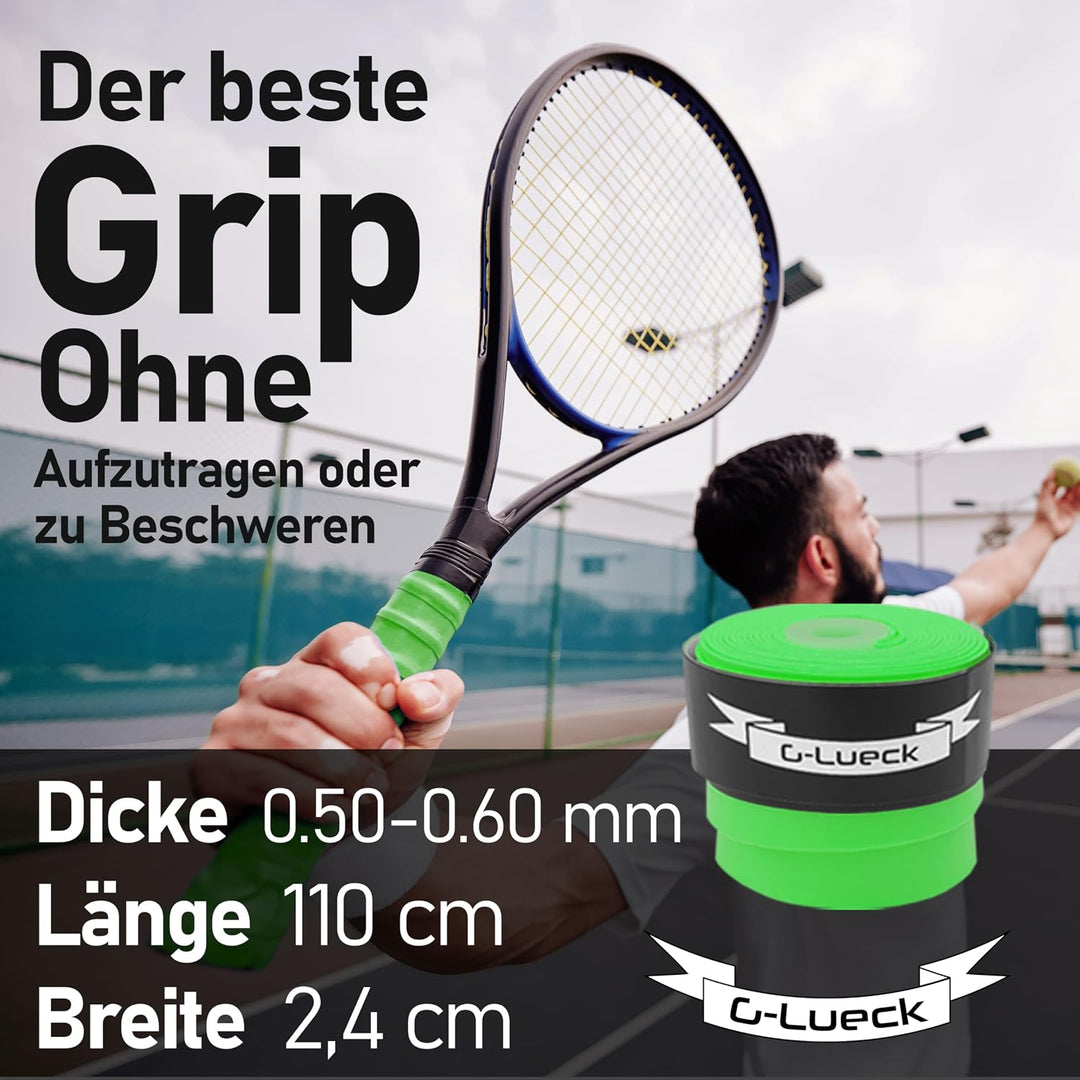 G-Lueck 10er Set Tennis Griffband (sehr griffig) | 0,50-0,60mm Stärke | Overgrip für Squash Badminto