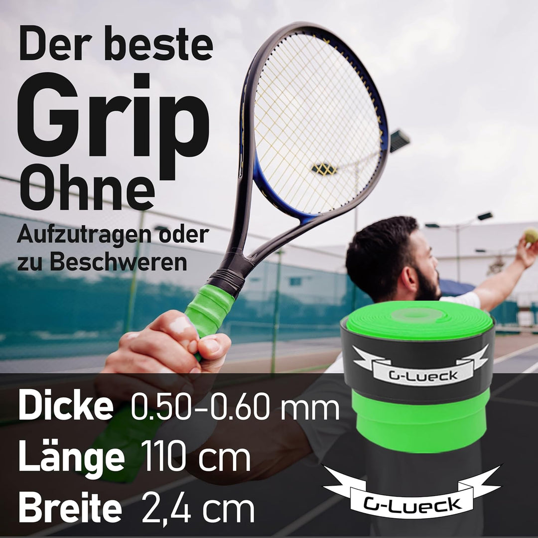 G-Lueck 10er Set Tennis Griffband (sehr griffig) | 0,50-0,60mm Stärke | Overgrip für Squash Badminto