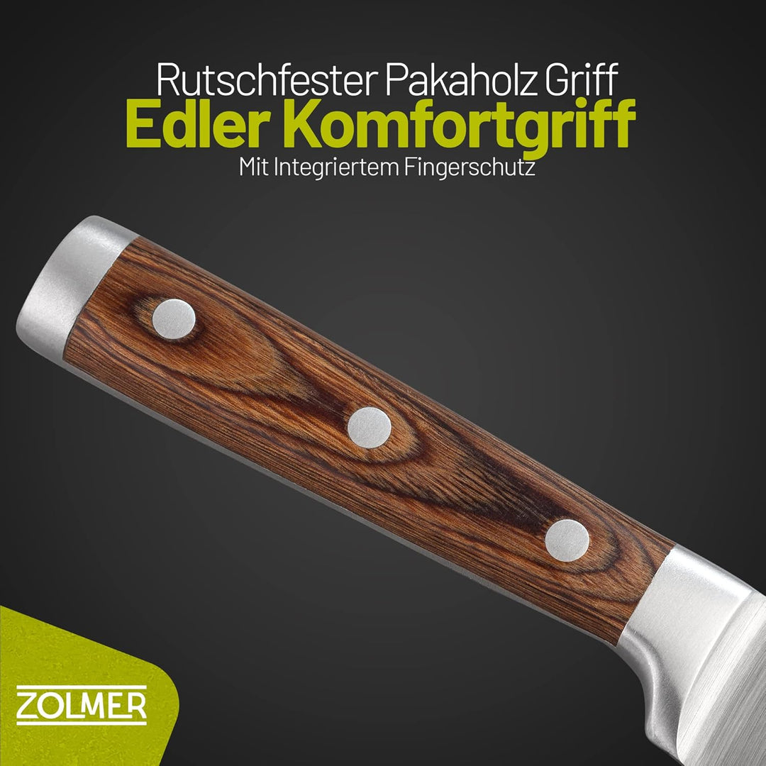 Zolmer® Santoku Messer - Extra scharfes Küchenmesser - Allzweck Messer mit komfortablem Griff aus Pa