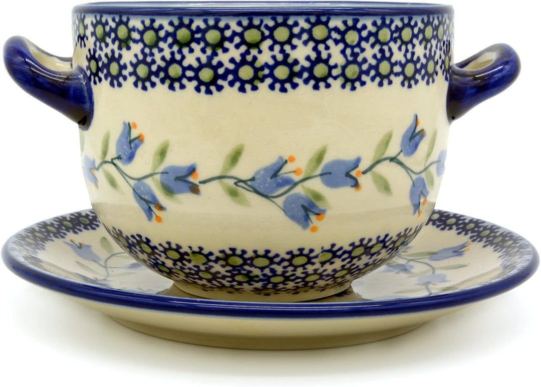 Bunzlauer Keramik Suppentasse mit Untertasse (Dekor Agnes)