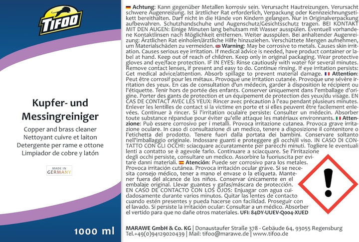 Kupferreiniger/Messingreiniger (1000 ml – Kupfer und Messing reinigen, Politur, Tauchbad 1 l (1er Pa