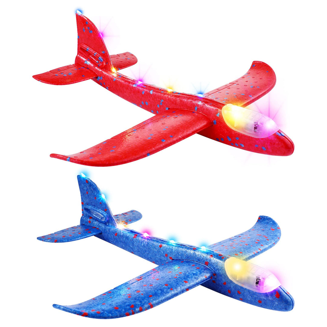 NUOBESTY Grosses Wurfschaumflugzeug Led-Licht Flugzeugspielzeug Segelflugzeug Flugzeugmodell Outdoor